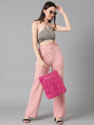 Image of KOTTY Women's High Rise Viscose Rayon Relaxed Fit Korean Trousers