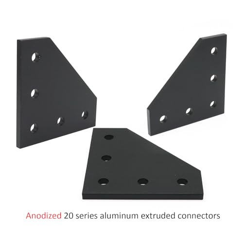 Image of 8 Sets 2020 Aluminum Extrusion T Slot Corner Bracket 20 Series Extruded Hardware L Shape Joint Plate with Nut Bolt for 20 /20 20mm T V Slot Black Aluminum Profile Connector Accessories