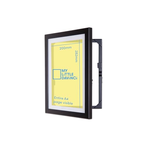 Dynamic Frames My Little DaVinci Wooden Picture Frame for 50 Artworks | Display or Hang Your Kids Artwork (Black, A4)