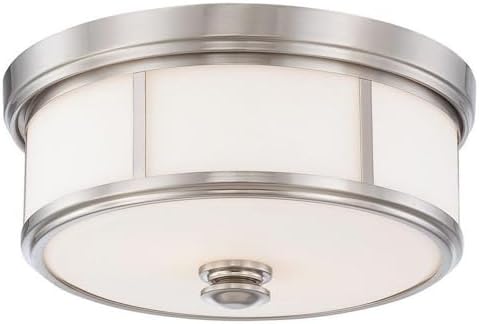 Minka Lavery 4365-84 Harbour Point - 2 Light Flush Mount in Transitional Style - 6.5 inches Tall by 13.5 inches Wide, Brushed Nickel Finish with Etched Opal Glass