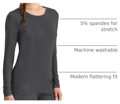 Image of Healing Hands Underscrub Long Sleeve Women Knits Scrub Tops | Soft Cotton Blend Knit, Breathable Stretch Comfort, Machine Wash, Easy Care Fabric, Ideal For Layering Under Scrubs