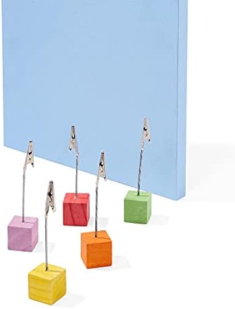 The Twiddlers - 18 Photo Clip Holders, Memo Name Card Table Display Picture Display Stand - Wooden Cube in Assorted Colours for Christmas Decorations