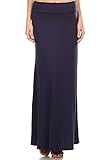Women's Stylish Spandex Comfy Fold-Over Flare Long Maxi Skirt