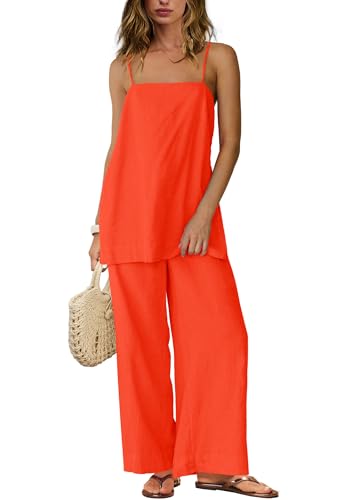 Yanekop Linen Sets for Women 2 Piece Pants Summer Outfits