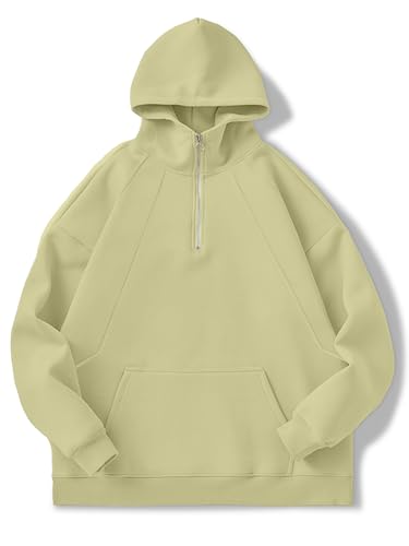 PLEPAN Quarter Zip Hoodies for Men Oversized Pullover Loose Fit Sweatshirt with Kangaroo Pocket3