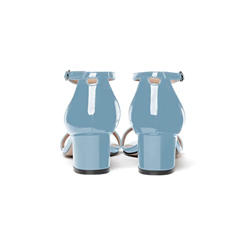 WAYDERNS Women's Patent Ankle Strap Solid Buckle Open Toe Chunky Low Heel Sandals 2 Inch4