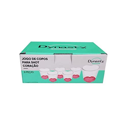 Jogo De 6 Copos Love Shot Vidro Base Vermelha 45ml - Dynasty