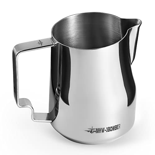 Comparison: Best Frothing Pitcher For Latte Art 9 MHW-3BOMBER Milk Frothing Pitcher 12oz/350ml Milk Frother Cup Espresso Steaming Pitcher Stainless Steel Milk Frother Cup Barista Latte Art Round Spout Latte Art Pitcher P7121S