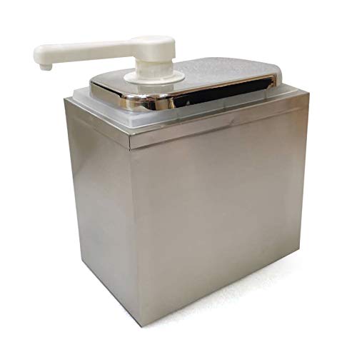 Sauce Dispenser Pump, 2L Stainless Steel Condiment Pump Salad Jam Seasoning Sauce Squeeze Condiment Pump Station for or Home Restaurant Hotel Use (Single Head)
