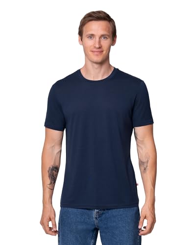DANISH ENDURANCE Camiseta 100% Lana Merino, Managa Corta, Transpirable, Camiseta Interior para Hombre Azul Marino Oscuro XXL