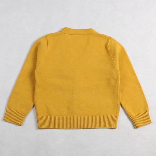 Image of HAOLUKI Baby Boys Girls Button Closure Cardigan Toddler Cotton Knit Sweater Solid Color V-Neck Cardigan School Uniforms