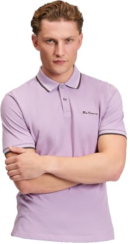 Image of Ben Sherman Mens Signature Pique Short Sleeve Polo Shirt - Purple - XL