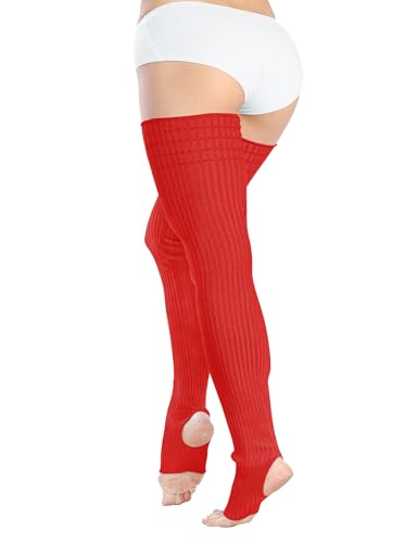 Image of v28 Women Girls Thigh High Long Neon Ribbed Knit Leg Warmers Plus Size Boot Extra Long Large Socks Available in S~3XL