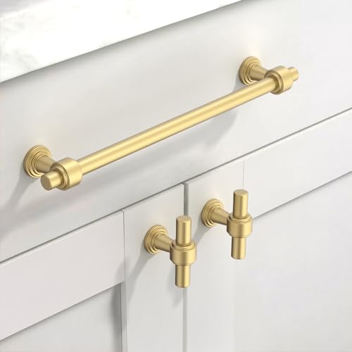 Image of 10 Pack 7.5 inch(192mm) Brushed Gold Cabinet Pulls Kitchen Cabinet Handles Cabinet Hardware Drawer Pulls for Cupboard CK0081