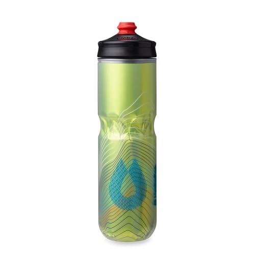 HydraPak Polar Surge Botella Térmica para Bicicleta - Botella de Agua de Alto Flujo para Ciclismo Deporte (Amarillo, 24oz)