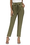 Damen Hose High Waist 9/10 Elegant Bleistifthose Casual Carpi Hose mit Taschen Es kann perfekt mit dem weißen T-Shirt kombiniert werden, um ein einfaches und modisches Gefühl zu erzeugen