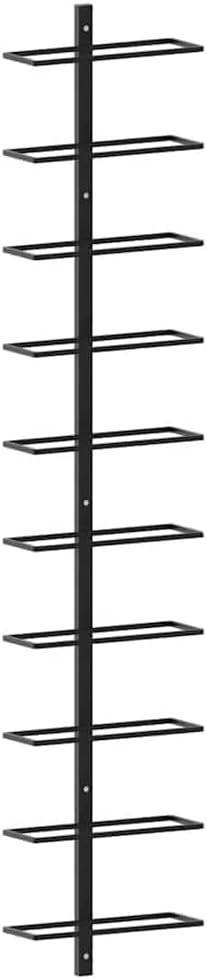 vidaXL Wall Wine Rack 2 Pcs, Wine Bottle Holder for 20 Bottles, Wall Mounted Wine Storage, Wine Bottle Organizer for Living Room Kitchen, Black Metal
