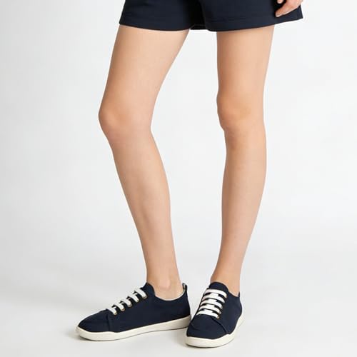 Image of FUNKYMONKEY Slip-On Canvas Sneakers for Women, Comfortable Lightweight Lace-Up Flat Casual Tennis Shoes Breathable Walking Shoes for Everyday Wear