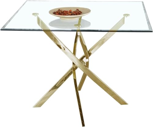 Maotifeys 36" Luxury Glass Square Dining Tables, Faux Marble Dining