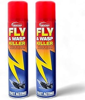 Sanmex Fly & Wasp Killer Spray 2 Pack (300ml Each) Fast-Acting Insecticide Aerosol for Flies Wasps Mosquitoes & Flying Insects Household Pest Control Spray - Aldbury Goods