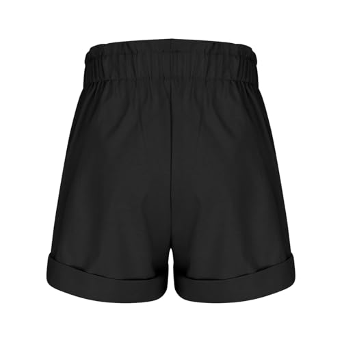 Girls Summer Cute Shorts Kids High Waisted Paper Bag Shorts Casual Wide Leg Roll-Up Bermuda Short Vacation Clothes4