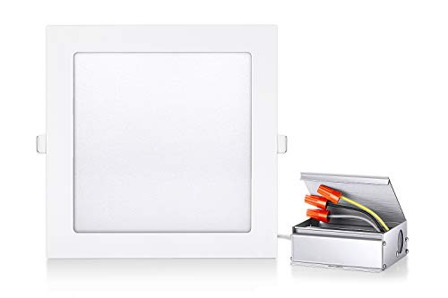 Gianor 8 inch 18W Ultra Thin Square Recessed Light with J-Box, 6000K Daylight, 150W Equivalent, No-Dimmable Ceiling Light