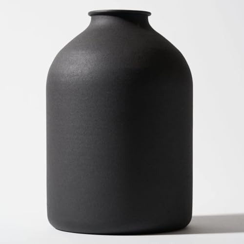 Large Black Vase for Flowers Decor Living Room - 8.6in Tall, Matt...