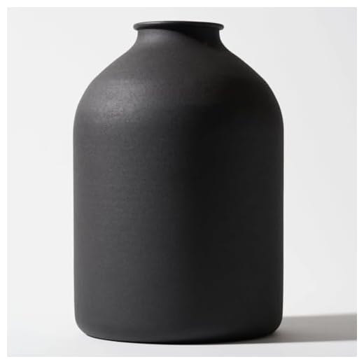 Large Black Vase for Flowers Decor Living Room - 8.6in Tall, Matte Black Arlo Vase for Dining Coffee Table Centerpieces, Wabi Sabi Decor, Big Decorative Modern