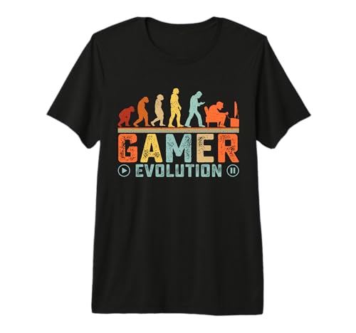 Gamer pc Gaming Consoles Jeux vidéo Vintage Évolution Gamer T-Shirt Haut de Gamme