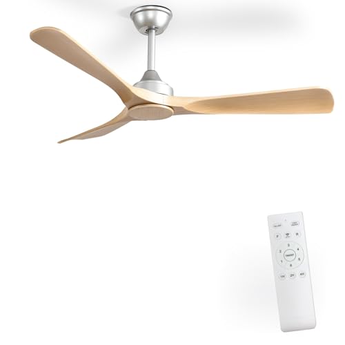 Image of Depuley Ceiling Fan Without Light: 52 Inch 3 Blade Indoor Outdoor Fans for Patios - Wood Ceiling Fan No Light Remote APP Control Ultra Quiet DC Motor Reversible 6 Speed Timer