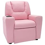 Requiere montaje: Sí Keyur Butaca Sillón, Sillón para Salón Silla de Relax Silla Individual Sillón Infantil reclinable Cuero sintético Rosa
