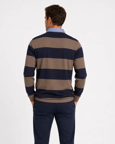 Gant Reg Chambray Stripe Heavy Rugger T-Shirt, Taupe délavé, L Hommes