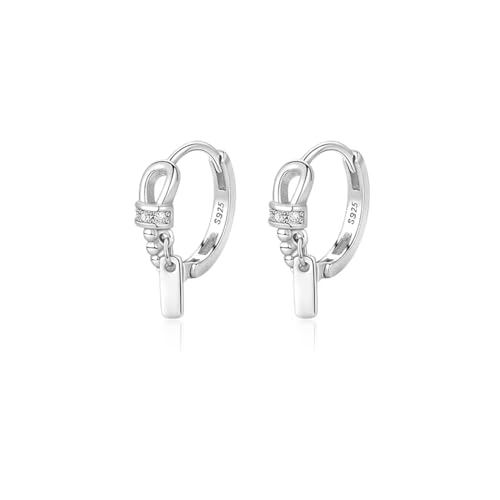 Reffeer Solid 925 Sterling Silver Minimalist Hoop Earrings for Women Teens CZ Hoop Earrings Cartilage Helix Hoop Earrings Huggie