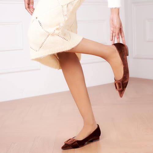 Image of C.Paravano Velvet Flats | Women's Pointed Toe Shoes | Dressy Flats for Women | Designer Shoes