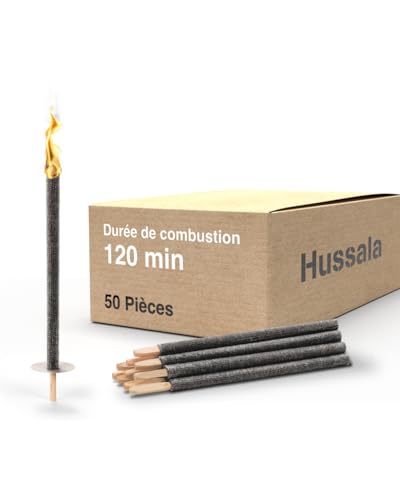 Hussala Diamond Torches en Cire Durée de la Combustion : 120 Min [50 pièces]