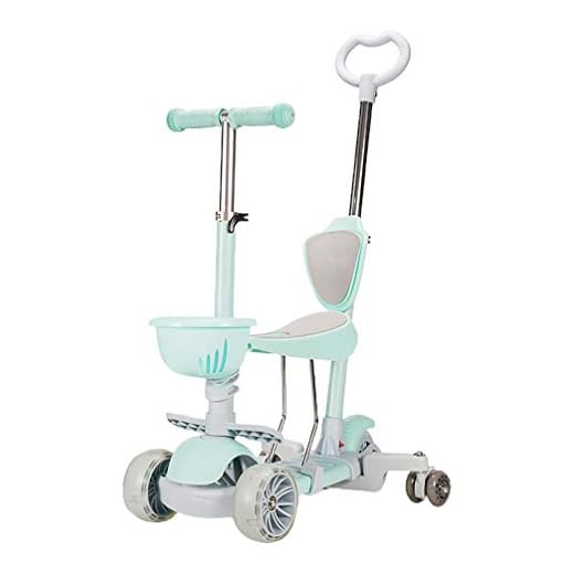 Toyvian Barn Sparkcykel 3 Hjul Rullatr Med Avtagbart Sätech Ryggstöd Justerbar Höjd För Småbarn Grönt