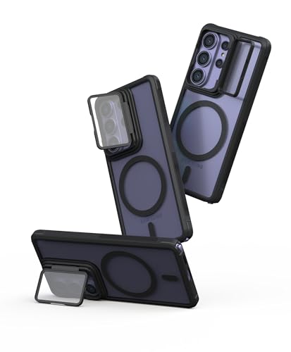Image of Pirum Back Cover for Samsung Galaxy S26 Ultra Magnetic Wireless Charging with Lens Cover Kickstand - Black