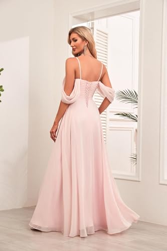 Sweetheart Bridesmaid Dresses with Pockets A-Line Long Chiffon Formal Party Dresses with Slit HS0152