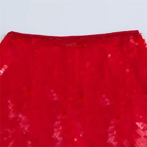 Women's Red Sequin High Waist Invisible Zipper Casual Party Midi Hip Skirt3