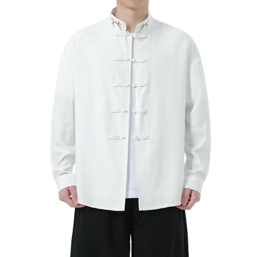 Chemise style chinois pour homme avec boutons grenouille décontractée