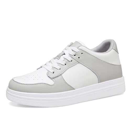 Zapatillas elevadoras para hombre con tacón invisible 8 cm/10 cm Taller Unisex Sneakers Mesh Punta Redonda Zapatos Ligeros Basquette Ascensor con Cordones Compensado Caminar Fitness Senderismo, H gris