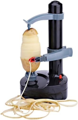 Juxkov 電動皮むき器はホワイト仕様の自動ピーラーで、キッチン用品としての多機能ピーラーです;りんご、梨、ポテト、各種野菜や果物の皮引きに対応し、自動で効率的に皮を取れる実用的なキッチン器具です。
