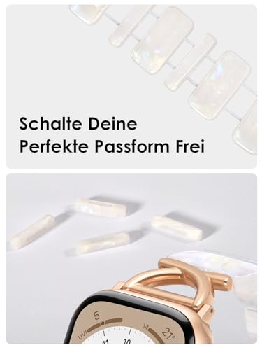 Image of V.R.HOPE Stretchy Resin Apple Watch Band for Series Ultra /10 /9 /8 /7 /SE 38mm 40mm 41mm 42mm Fashion Cute, Lightweight & Flexible, Rectangle Design with iWatch Series 6 /5 /4 /3 /2 /1(Fluorescent White-S)