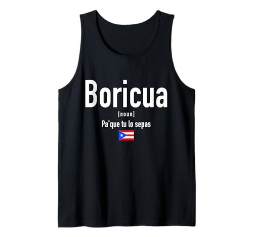 Boricua Definition Funny Puerto Rican Flag Pride Puerto Rico Tank Top