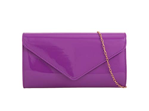 Nuove Donne Moda Pianura Patent Pochette Sera