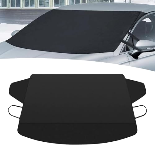 Image of 1 PC Car Front Windshield Snow Cover, 75 inch x 62.25 inch x 42.25 inch 600D Oxford Cloth Windshield Side Mirror Anti-Frost Freeze Cover, Outdoor Protective Device, Suitable for Most Cars (Black)