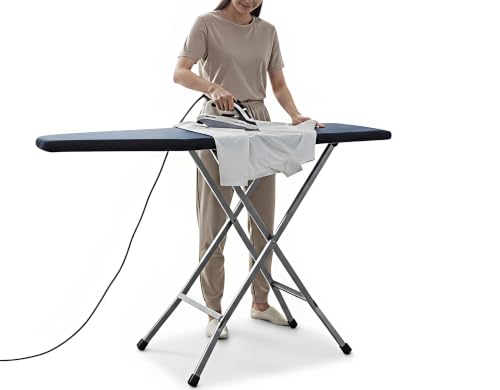 Image of SD STANDLONE Premium Foldable Ironing Board with Iron Rest & Adjustable Height | Heavy-Duty Steel Frame | Heat-Resistant Padded Cover | Stable Non-Slip Legs | Space-Saving Design for Home Use
