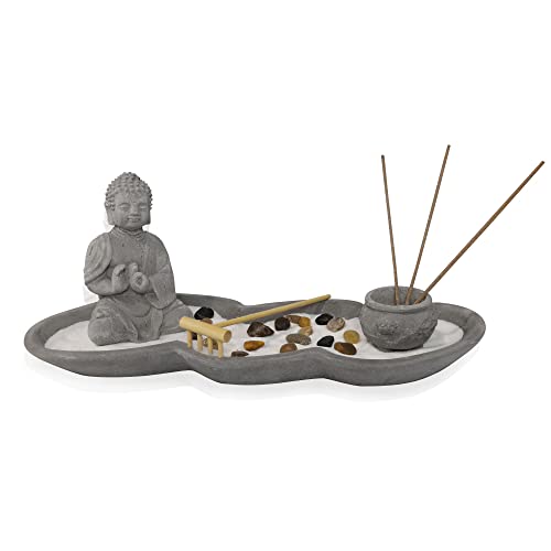 Japanischer Mini-Zen-Gartendekor, Räucherstäbchenhalter mit Buddha-Statue für Entspannung und Meditation, Geschenkset perfekt für Zuhause und Büro Dekor Cover