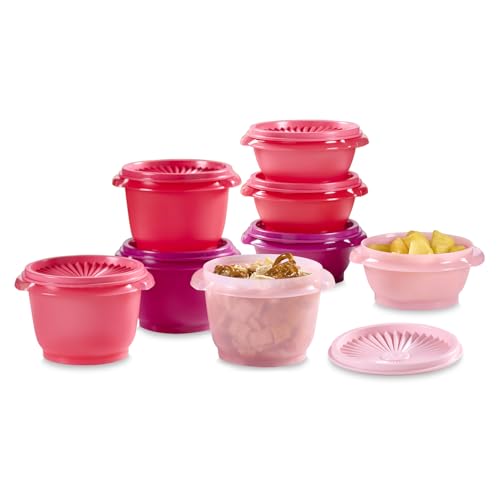Image of Tupperware Heritage Collection, New 16 Piece Food Storage Container Set in Vintage Pink, Dishwasher Safe and BPA Free (8 containers, 8 lids)