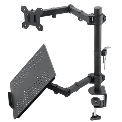 Monitores doble stand desk con brazos articulados para expandir la pantalla